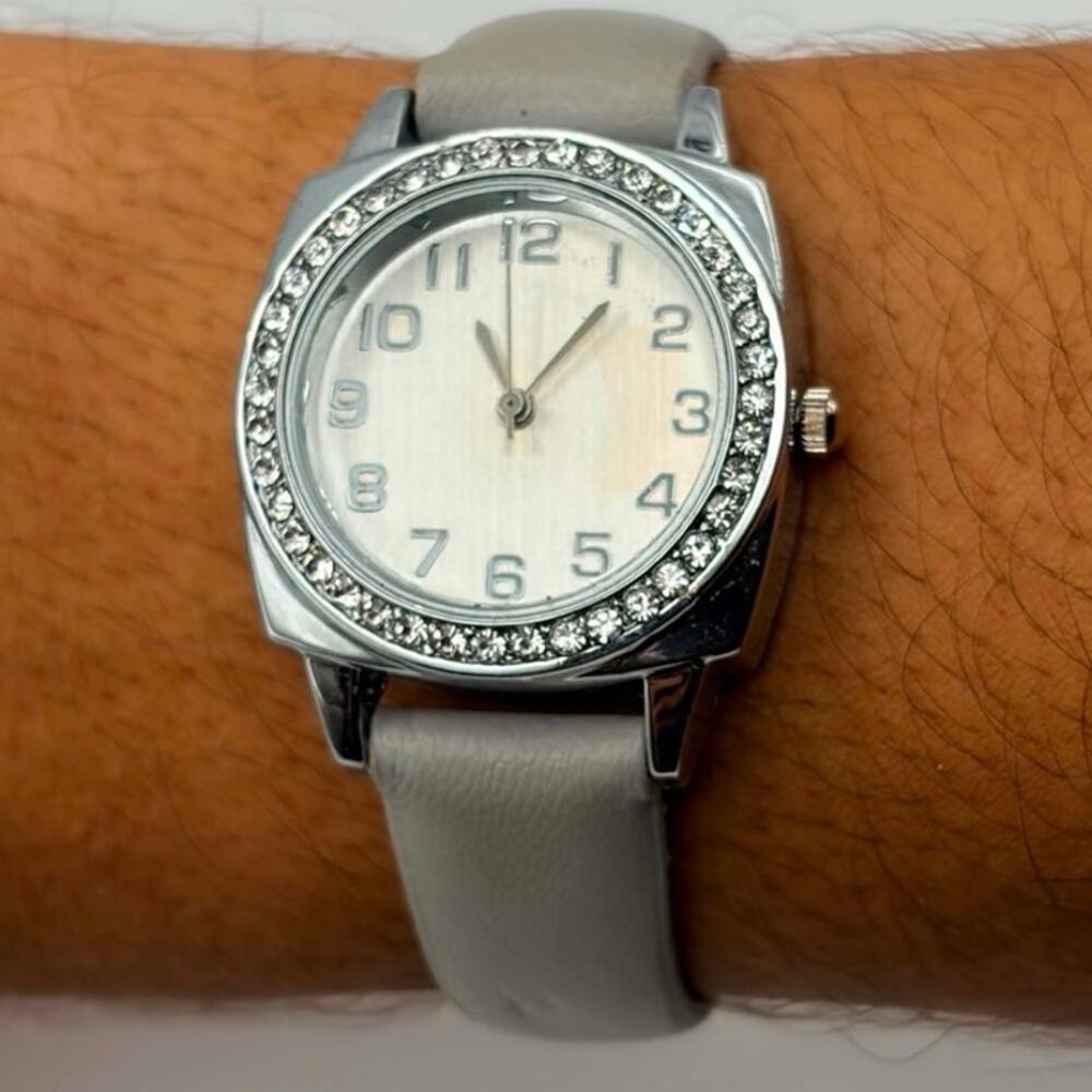 Silver & Gray Crystal Watch